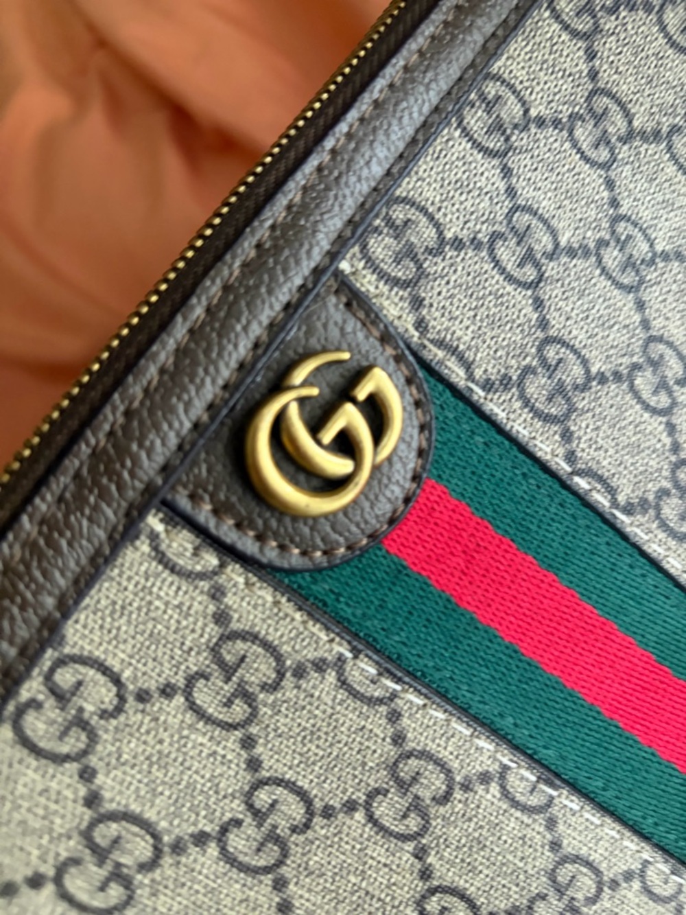 Brown Elegant Vintage Supreme Style Convertible Bag with Green & Red Web - Picture 7 of 13